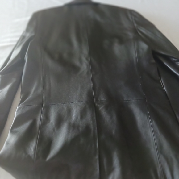 Alfani men's black Leather blazer jacket. Size 40L 3 bottons - Picture 8 of 10